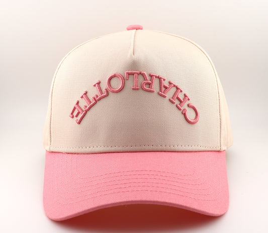 Charlotte Snapback - Off White + Pink
