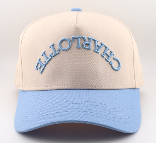 Charlotte Snapback - Off White + Light Blue