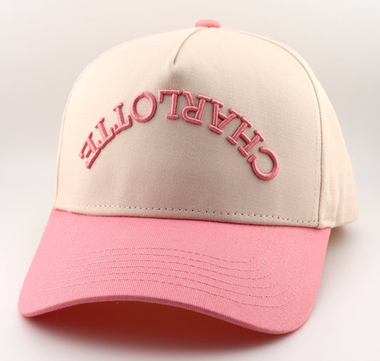 Charlotte Snapback - Off White + Pink