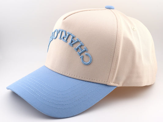 Charlotte Snapback - Off White + Light Blue